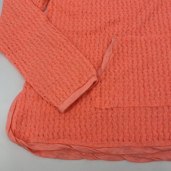 Hello Nite Size Small Coral Hoodie Waffle Knit Sweater Oversized NWT - Picture 5 of 10